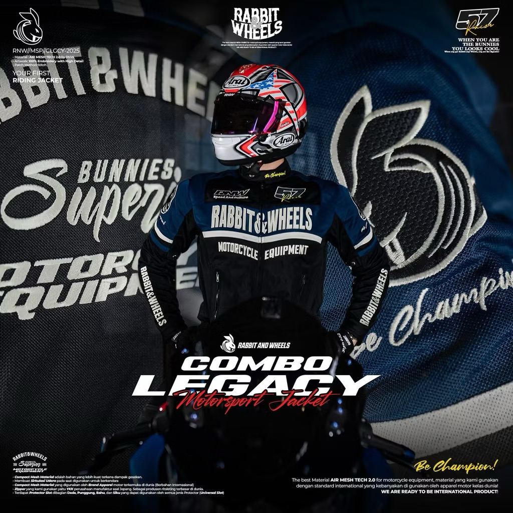 ￼COMBO LEGACY NAVY Motorsport Jacket - RABBIT AND WHEELS