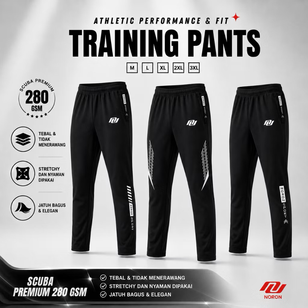 ￼NORON - Celana Training Olahraga Scuba 280 Gsm Anti UV Jogger Track Gym Jogging Marathon Running