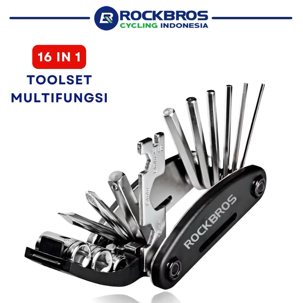 ￼ROCKBROS Kunci Sepeda 16 in 1 GJ1601 Toolset Alat Multifungsi Servis Perbaikan Bicycle Tool Kit MTB | RCI