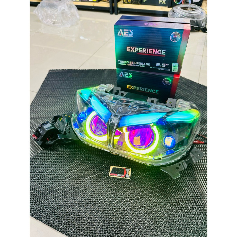  PAKETAN PROJECTOR BILED BELANG AEROX NEW BILED AES TURBO TIR & TURBO EXPERIENCE SLIM SHROUD 5d Modul belang strobo